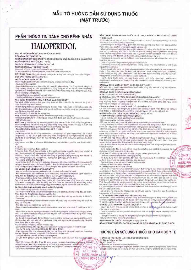 thông tin, cách dùng, giá thuốc Haloperidol - ảnh 2