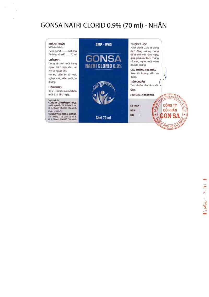 thông tin, cách dùng, giá thuốc Gonsa Natri clorid 0,9% - ảnh 3