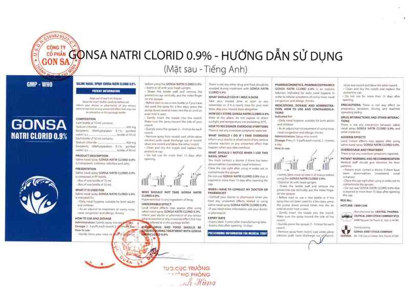 thông tin, cách dùng, giá thuốc Gonsa Natri clorid 0,9% - ảnh 5