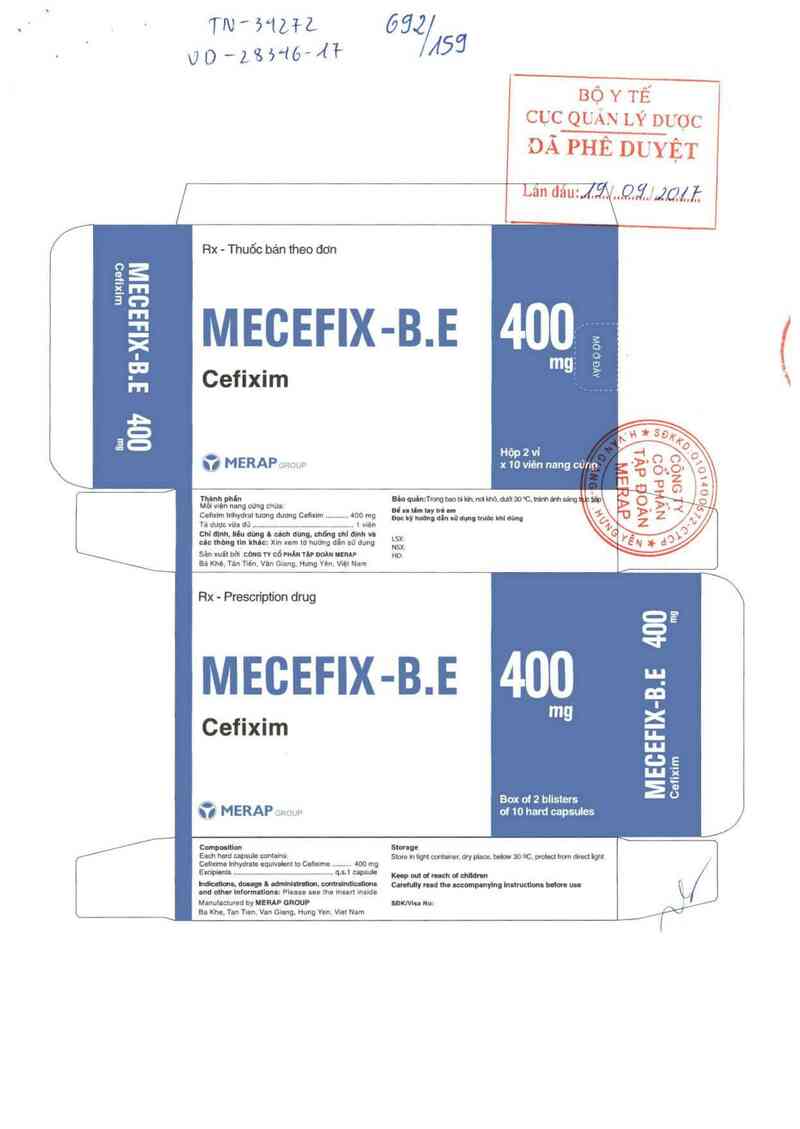 thông tin, cách dùng, giá thuốc Mecefix-B.E 400 mg - ảnh 0