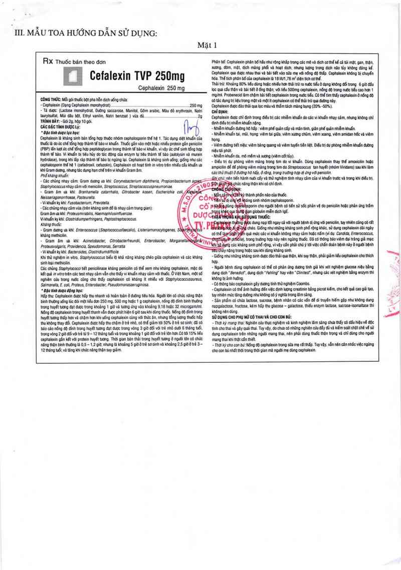 thông tin, cách dùng, giá thuốc Cefalexin TVP 250mg - ảnh 2