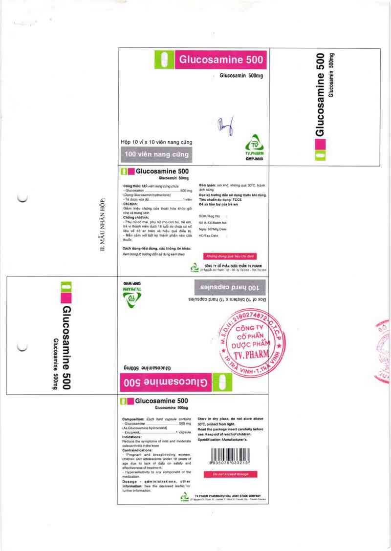 thông tin, cách dùng, giá thuốc Glucosamine 500 - ảnh 1