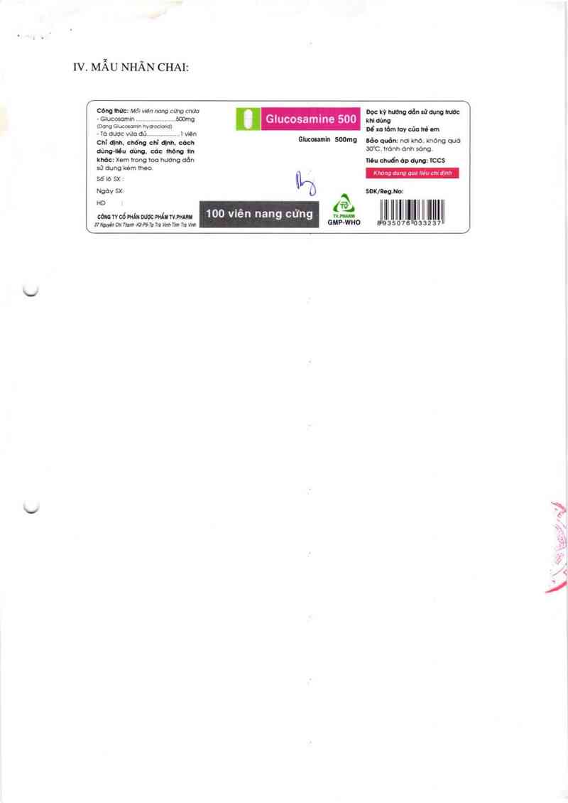 thông tin, cách dùng, giá thuốc Glucosamine 500 - ảnh 3