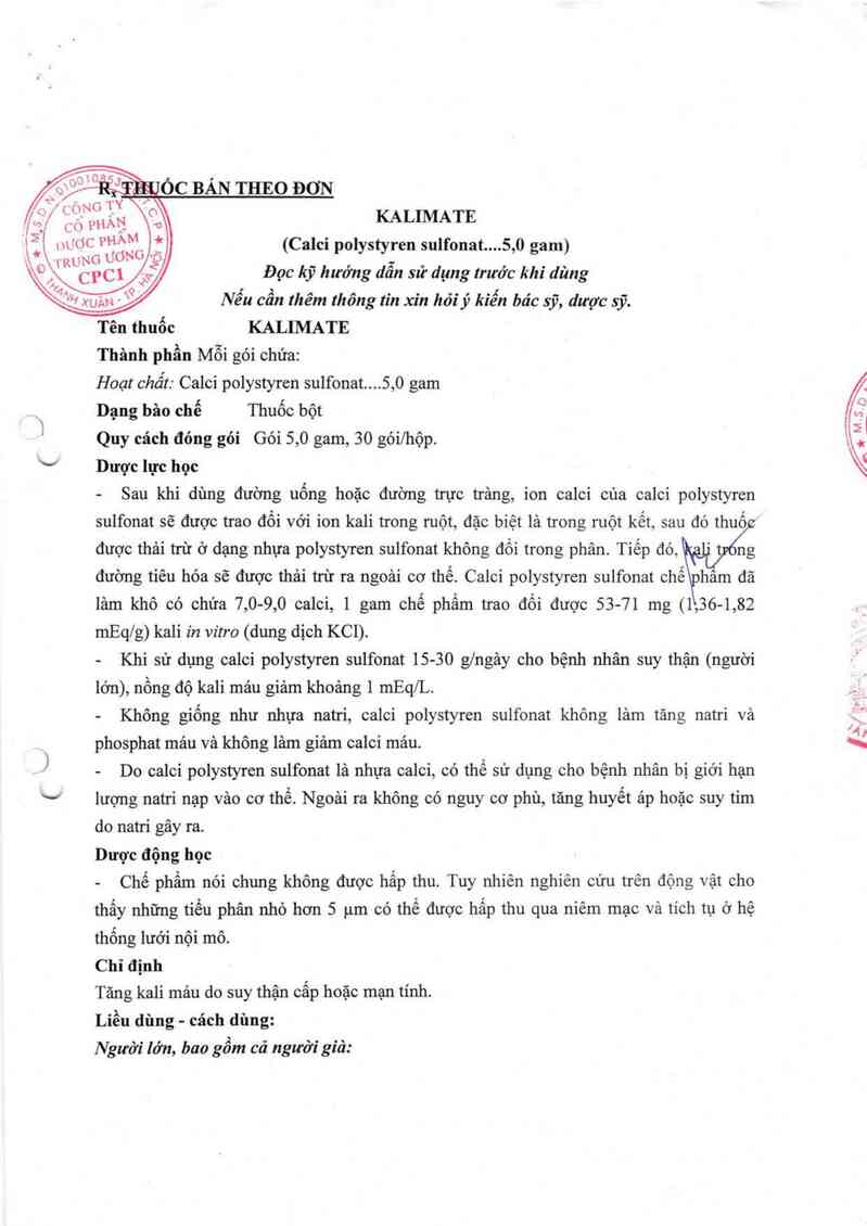 thông tin, cách dùng, giá thuốc Kalimate - ảnh 2