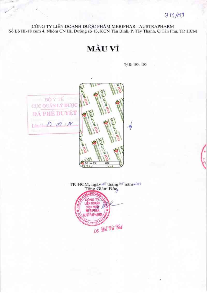 thông tin, cách dùng, giá thuốc Sintason 100 - ảnh 0