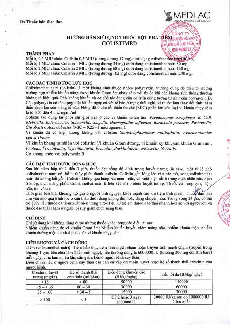 thông tin, cách dùng, giá thuốc Colistimed - ảnh 3