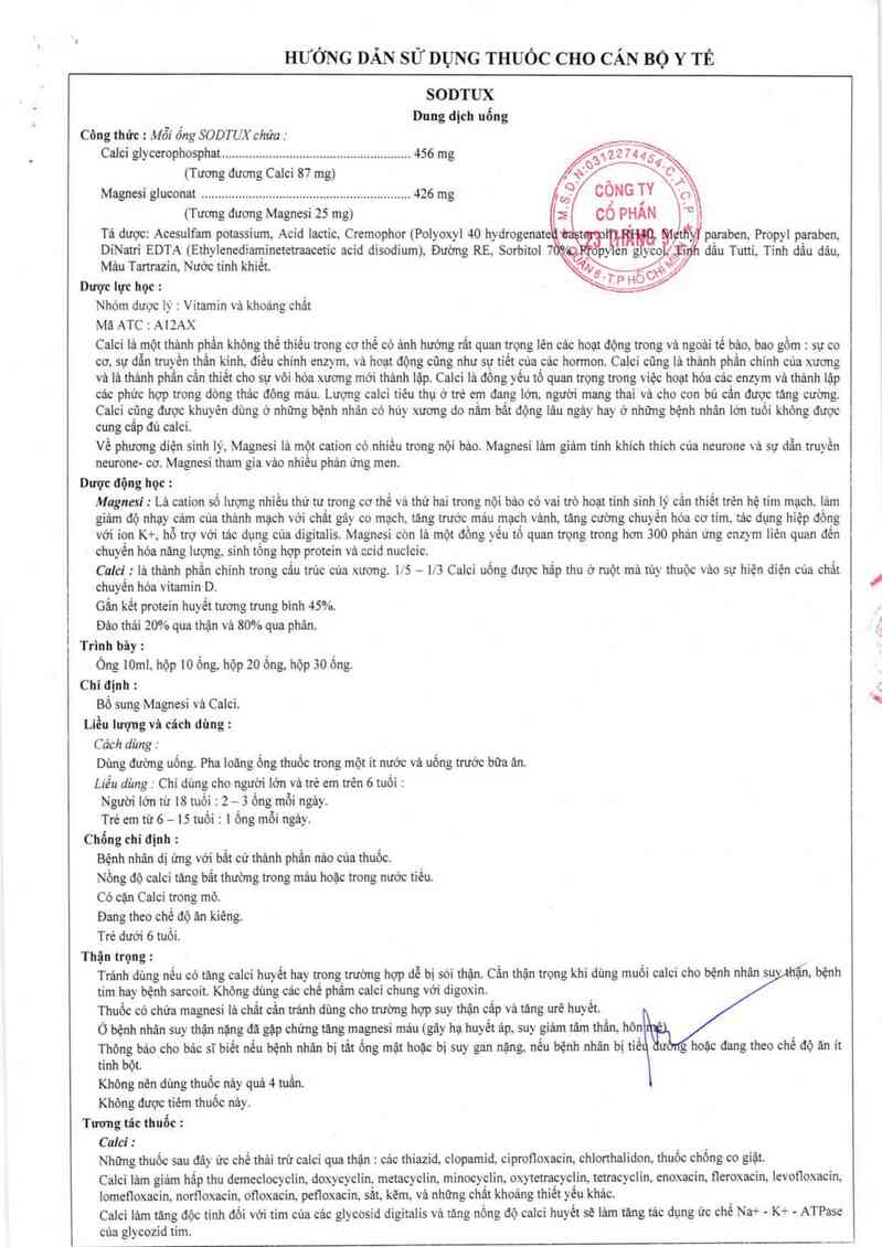 thông tin, cách dùng, giá thuốc Sodtux - ảnh 1