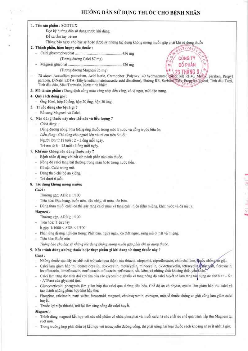 thông tin, cách dùng, giá thuốc Sodtux - ảnh 3