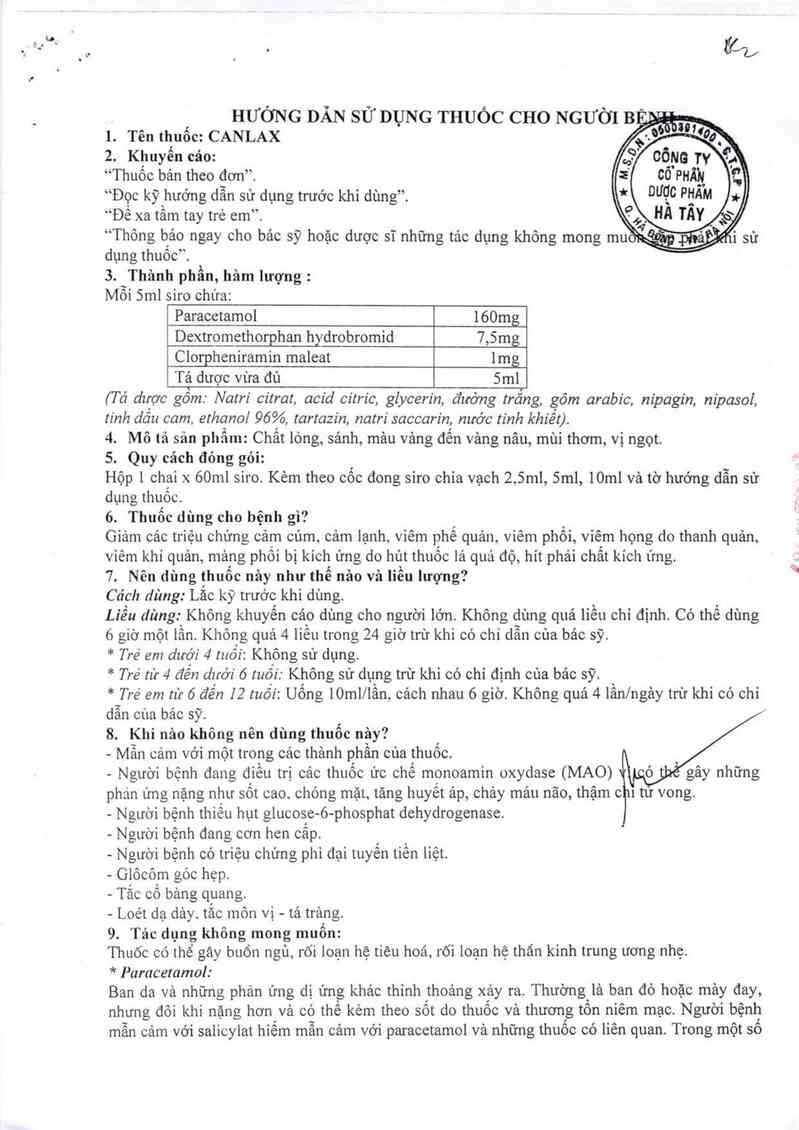 thông tin, cách dùng, giá thuốc Canlax - ảnh 1