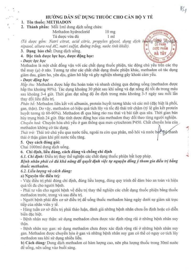thông tin, cách dùng, giá thuốc Methadon - ảnh 1