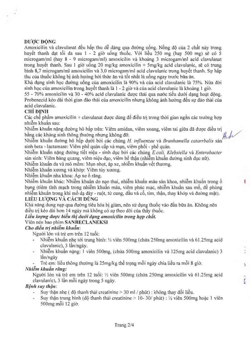 thông tin, cách dùng, giá thuốc Sanbeclaneksi - ảnh 3