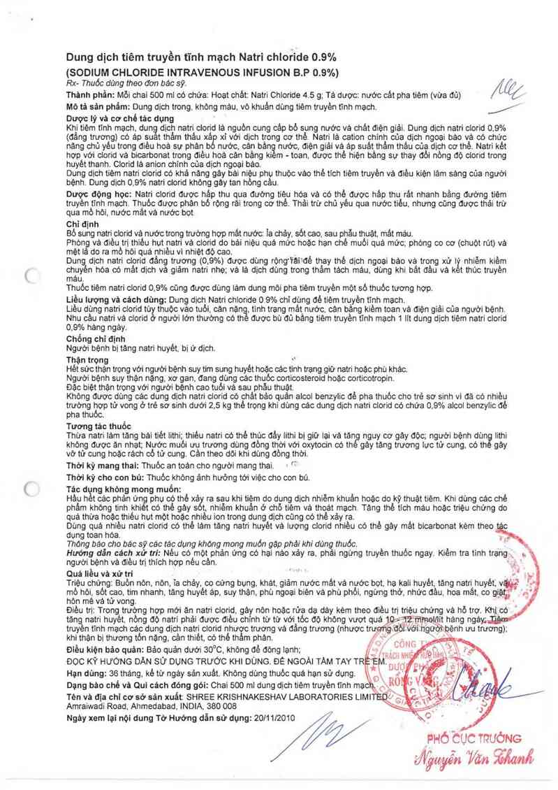 thông tin, cách dùng, giá thuốc Sodium Chloride Intravenous infusion B.P 0,9% - ảnh 1
