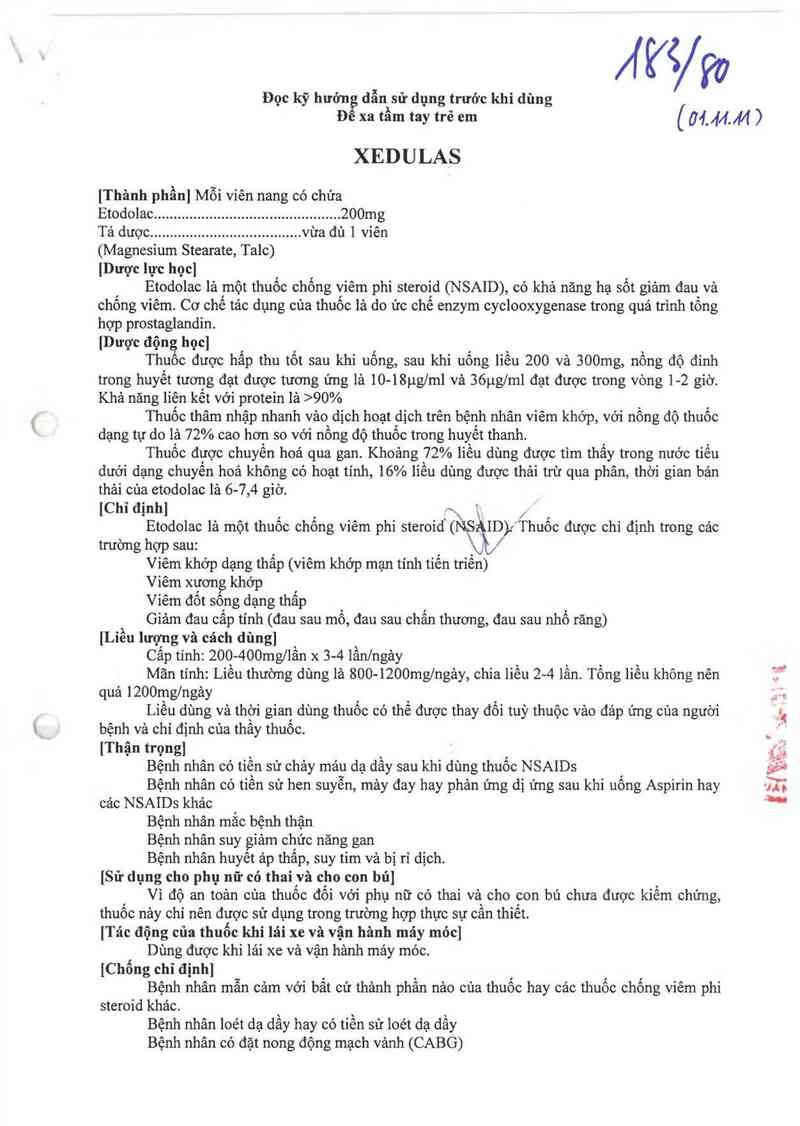 thông tin, cách dùng, giá thuốc Xedulas - ảnh 1