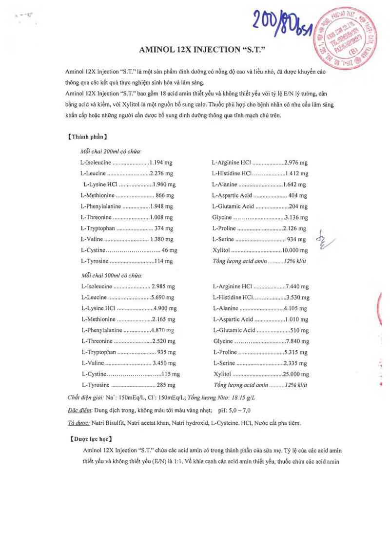 thông tin, cách dùng, giá thuốc Aminol 12X Injection ~S.T.~ - ảnh 2
