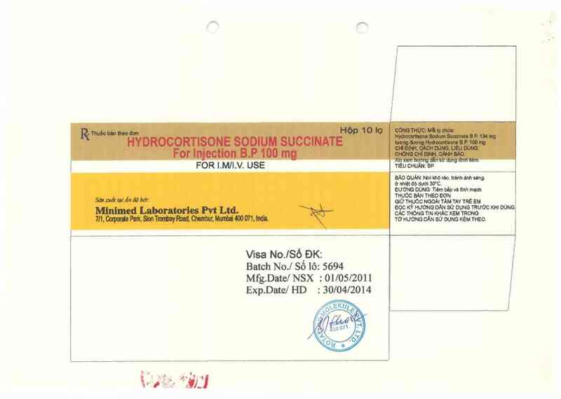 thông tin, cách dùng, giá thuốc Hydrocortisone sodium succinate for Injection B.P. 100mg - ảnh 3