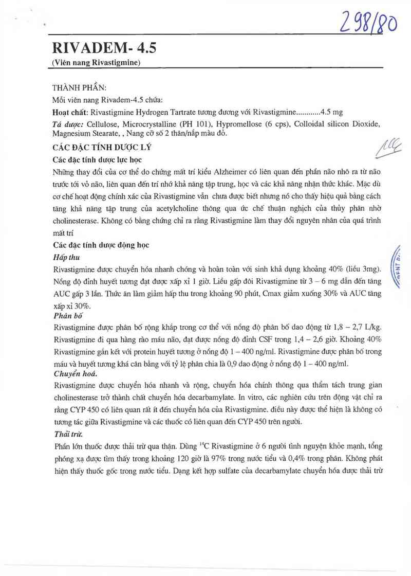 thông tin, cách dùng, giá thuốc Rivadem 4.5 - ảnh 1