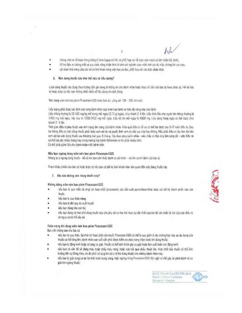 thông tin, cách dùng, giá thuốc Piracetam-Egis - ảnh 5