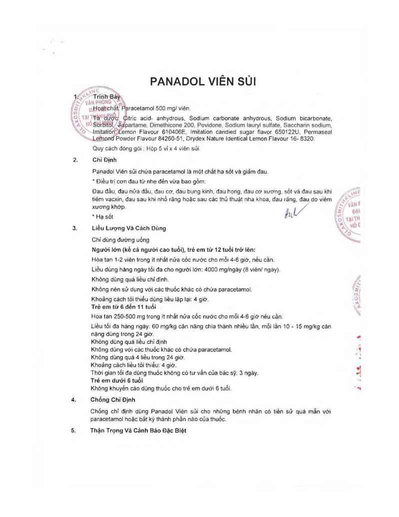 thông tin, cách dùng, giá thuốc Panadol Viên sủi - ảnh 2