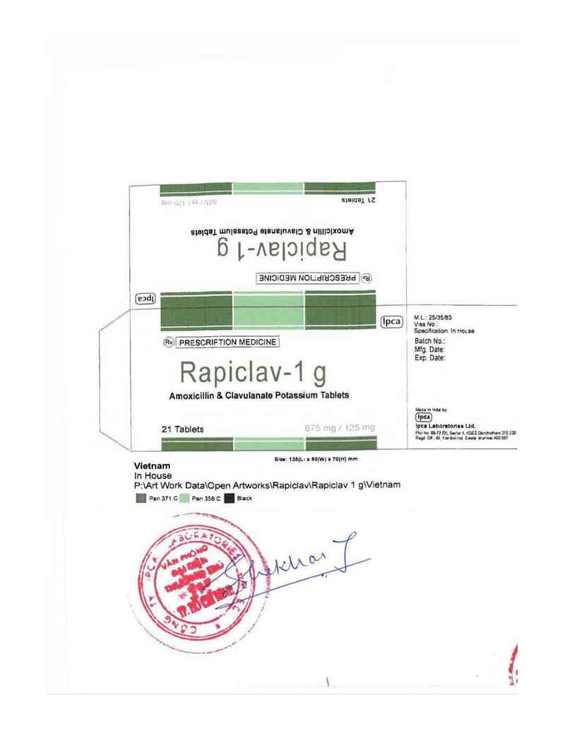 thông tin, cách dùng, giá thuốc Rapiclav-1g - ảnh 0
