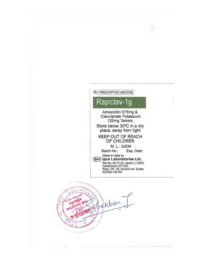 thông tin, cách dùng, giá thuốc Rapiclav-1g - ảnh 2
