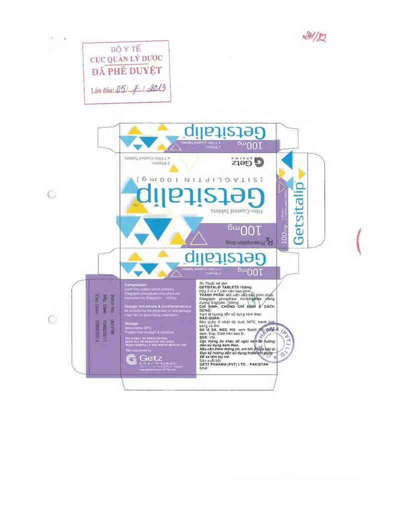 thông tin, cách dùng, giá thuốc Getsitalip Tablets 100mg - ảnh 0