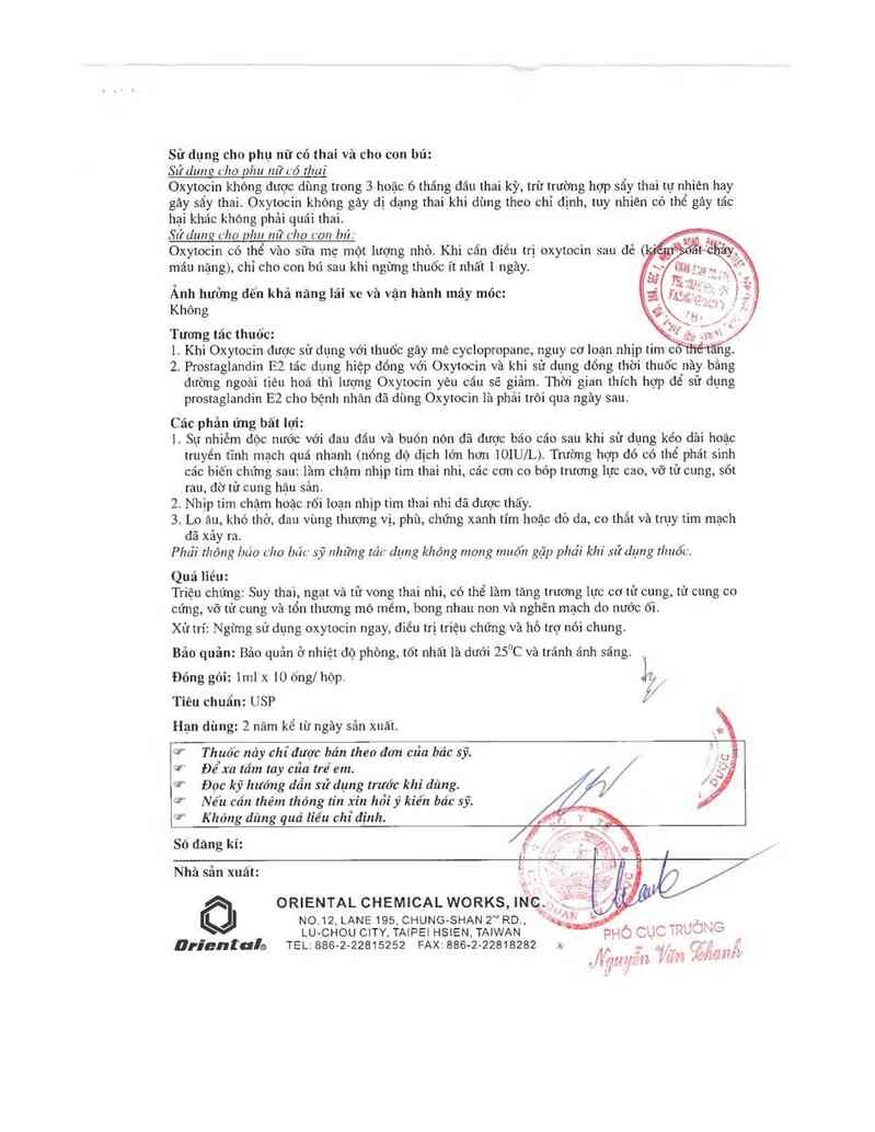 thông tin, cách dùng, giá thuốc Thuốc tiêm Oxytocin - ảnh 2