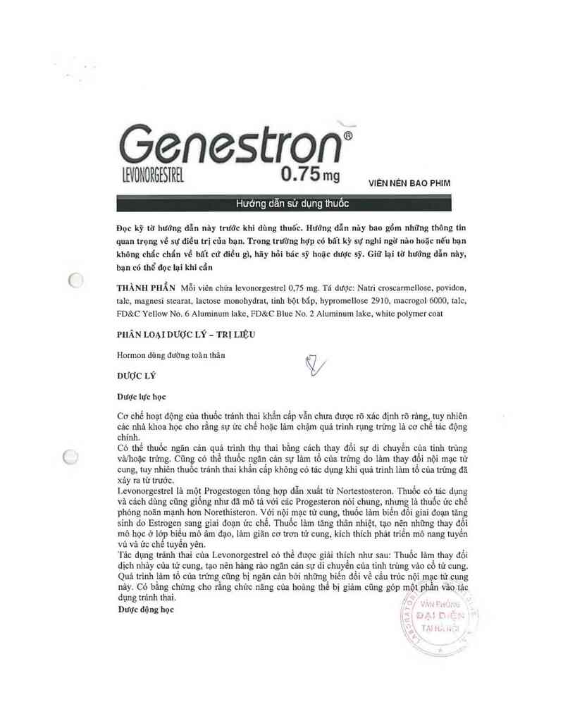 thông tin, cách dùng, giá thuốc Genestron 0,75mg - ảnh 2