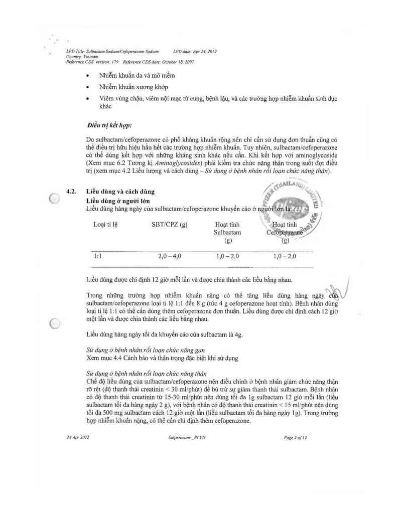 thông tin, cách dùng, giá thuốc Sulperazone - ảnh 3