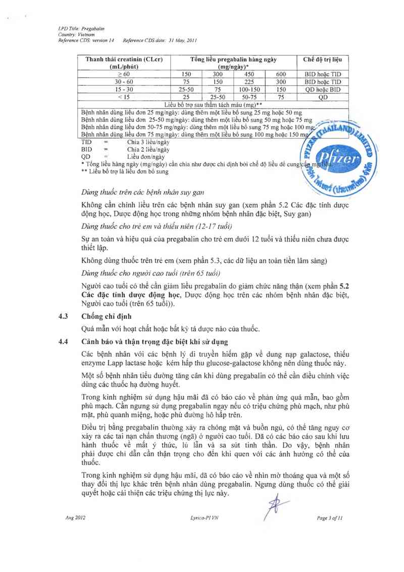 thông tin, cách dùng, giá thuốc Lyrica - ảnh 4