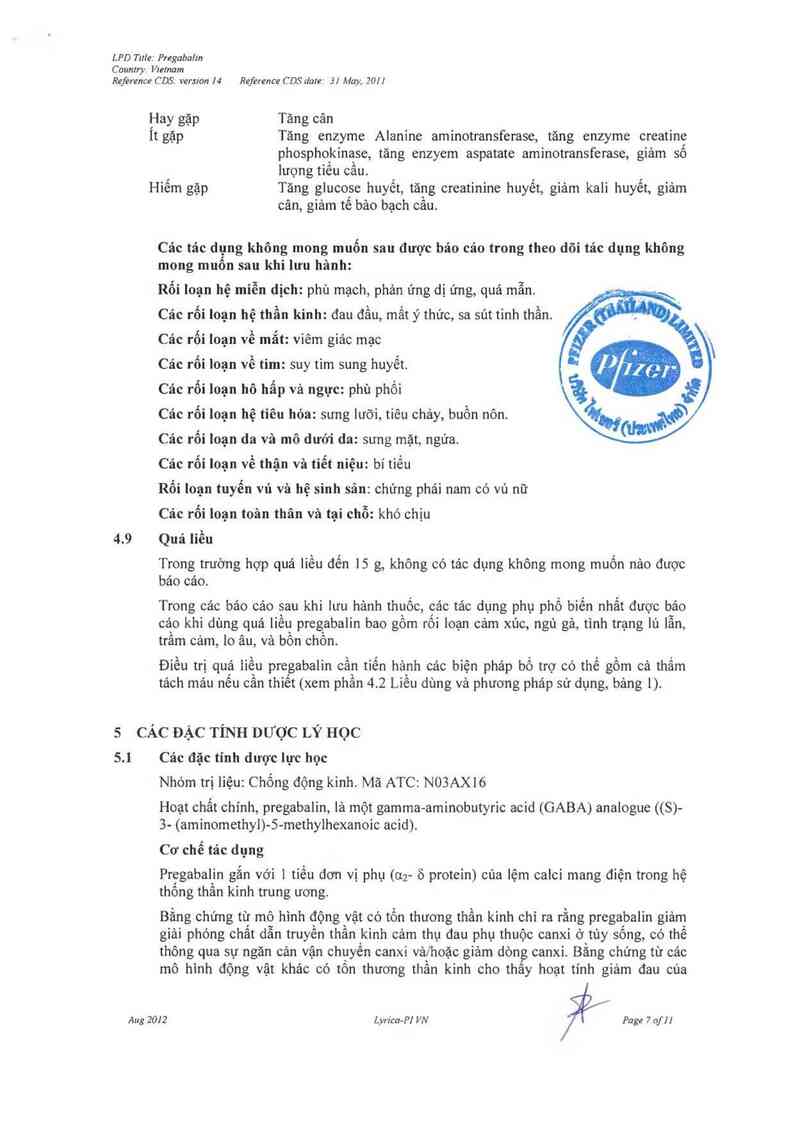 thông tin, cách dùng, giá thuốc Lyrica - ảnh 8