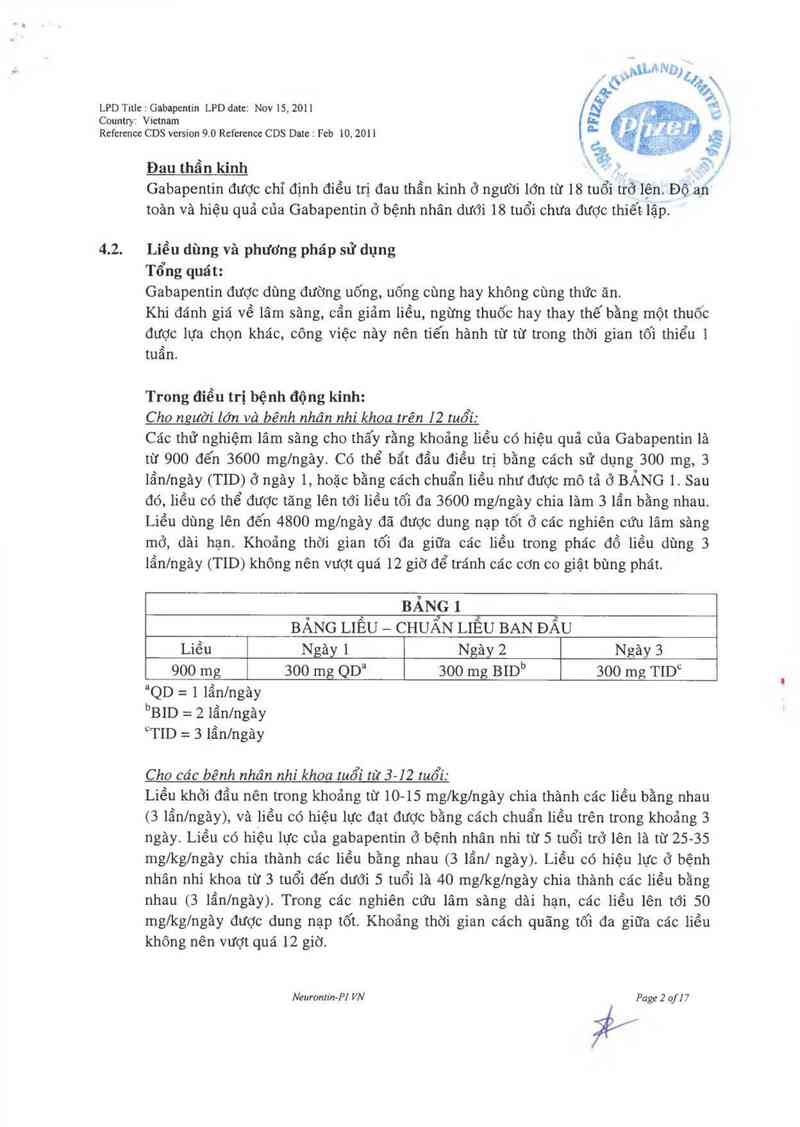 thông tin, cách dùng, giá thuốc Neurontin - ảnh 3