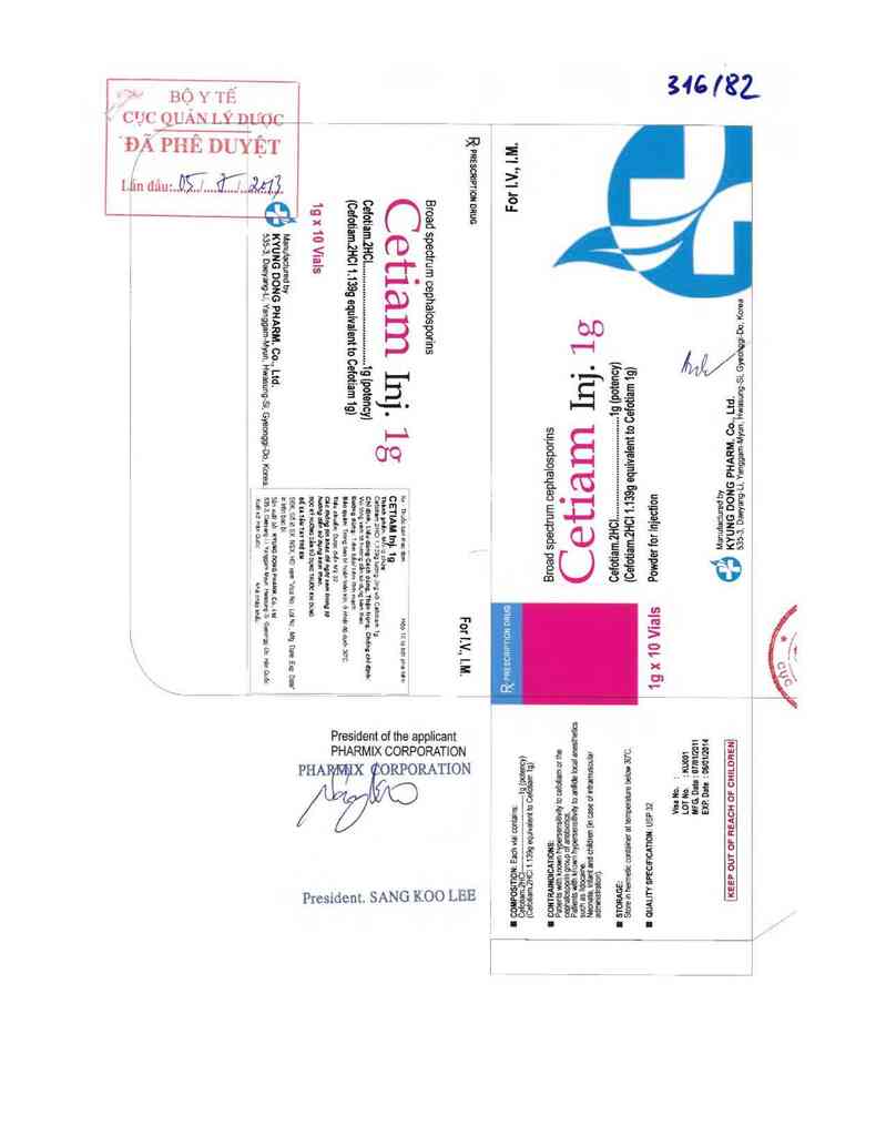 thông tin, cách dùng, giá thuốc Cetiam Inj. 1g - ảnh 0