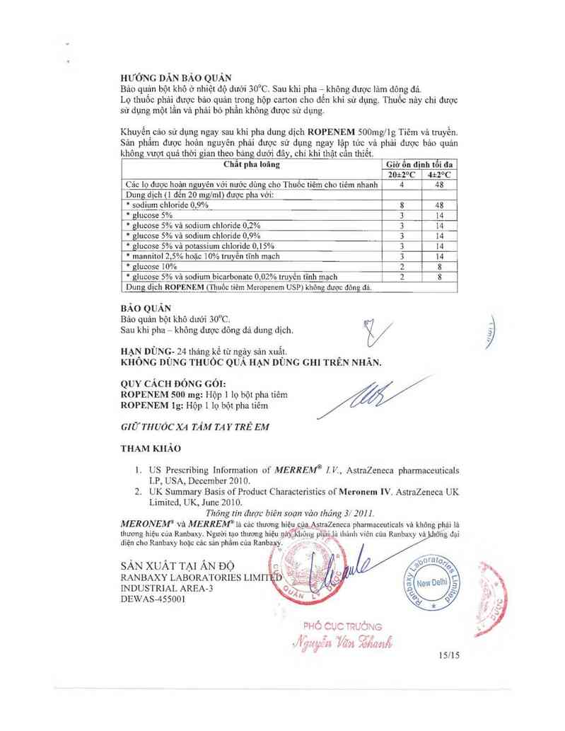 thông tin, cách dùng, giá thuốc Ropenem 500mg - ảnh 15