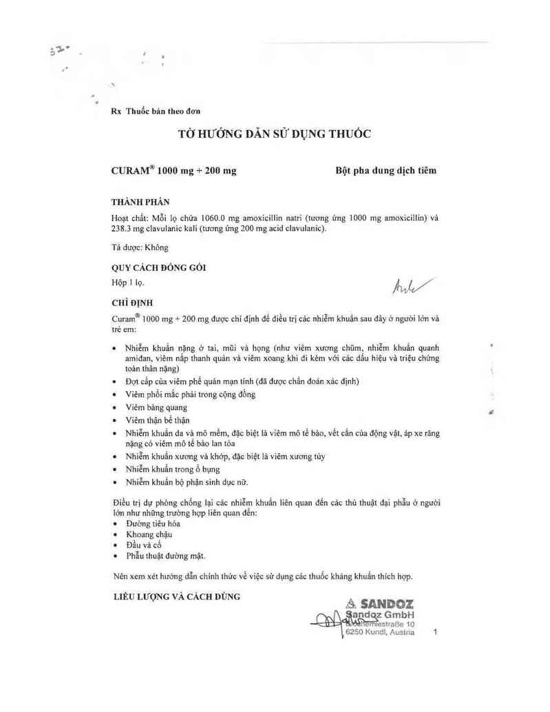 thông tin, cách dùng, giá thuốc Curam 1000mg + 200mg - ảnh 2