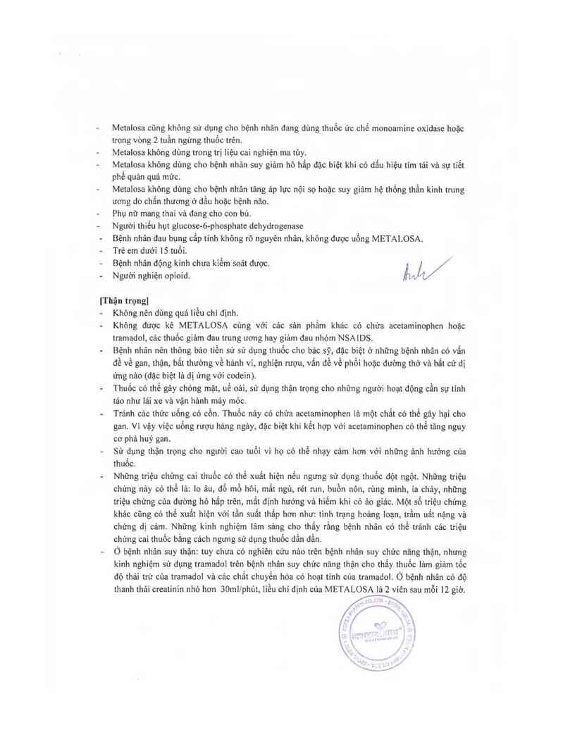 thông tin, cách dùng, giá thuốc Metalosa - ảnh 3