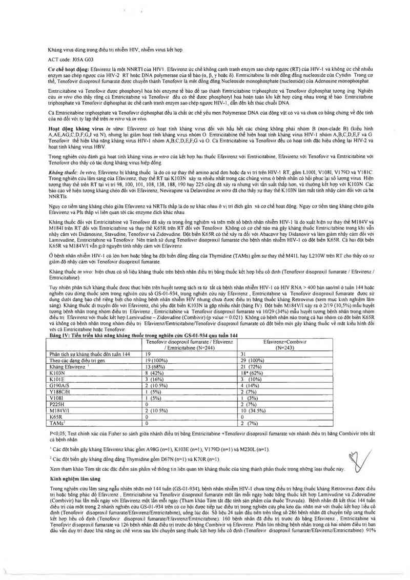 thông tin, cách dùng, giá thuốc Tenofovir Disoproxil fumarate/ Efavirenz/Emtricitabine 300mg/600mg/200mg - ảnh 13