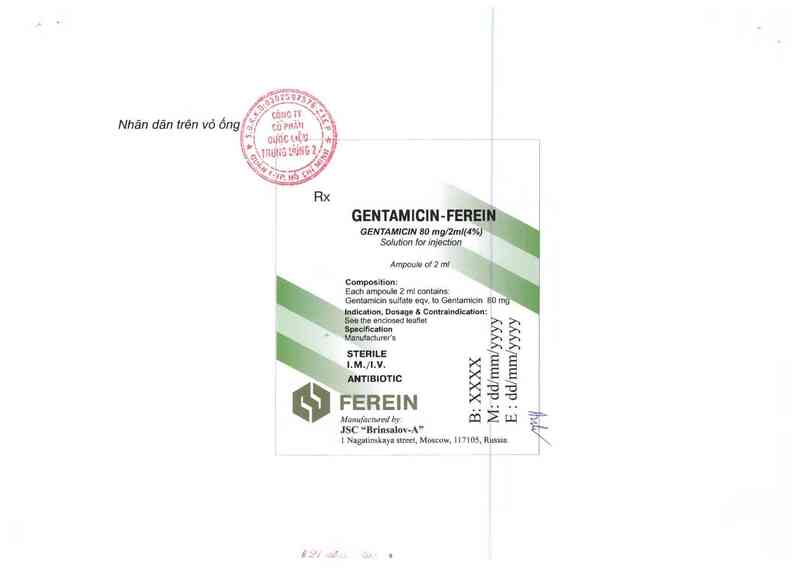 thông tin, cách dùng, giá thuốc Gentamicin-Ferein - ảnh 2