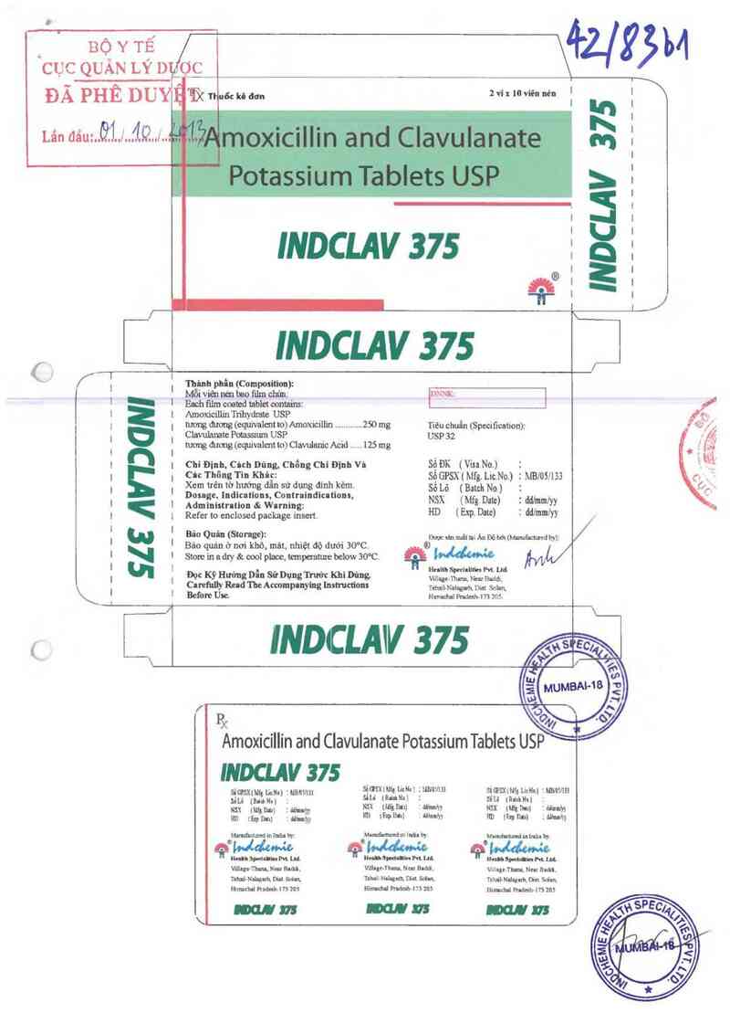 thông tin, cách dùng, giá thuốc Indclav 375 - ảnh 0