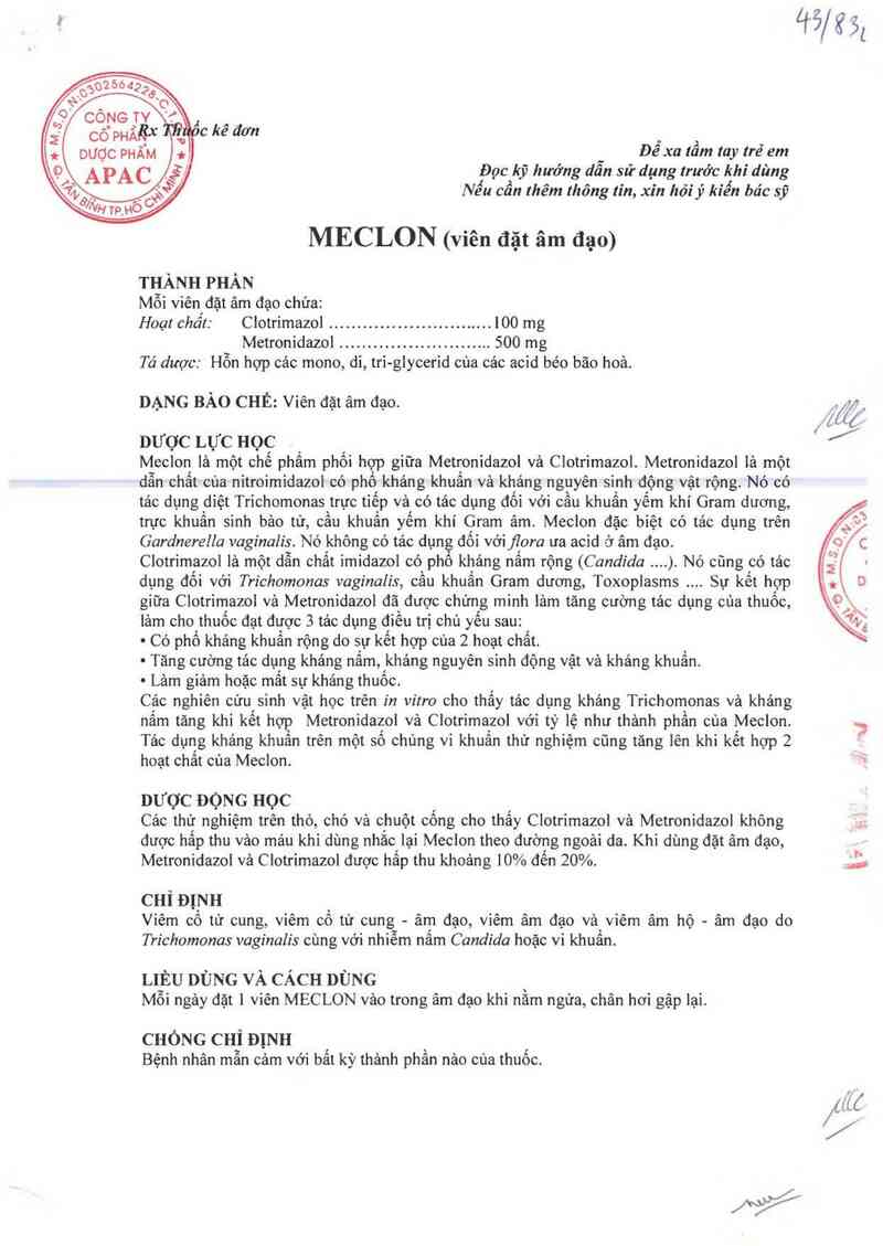 thông tin, cách dùng, giá thuốc Meclon - ảnh 2