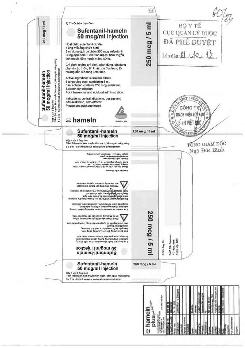 thông tin, cách dùng, giá thuốc Sufentanil-hameln 50mcg/ml - ảnh 0
