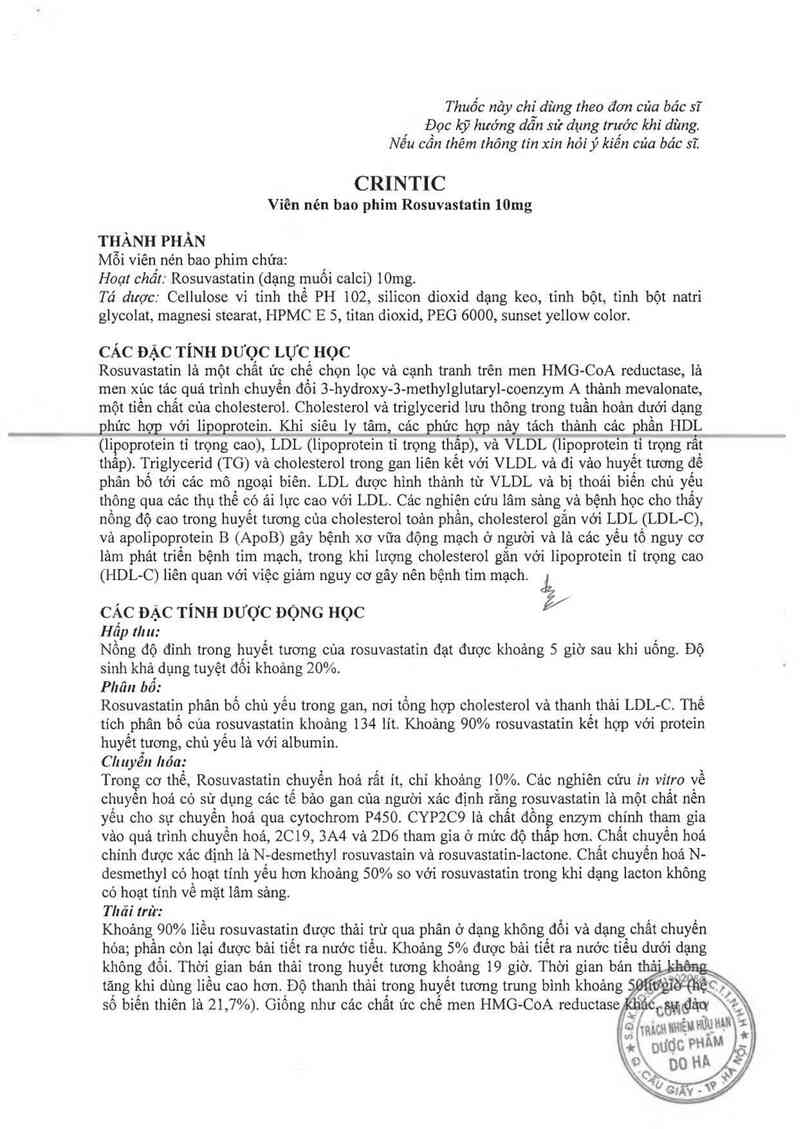 thông tin, cách dùng, giá thuốc Crintic - ảnh 2