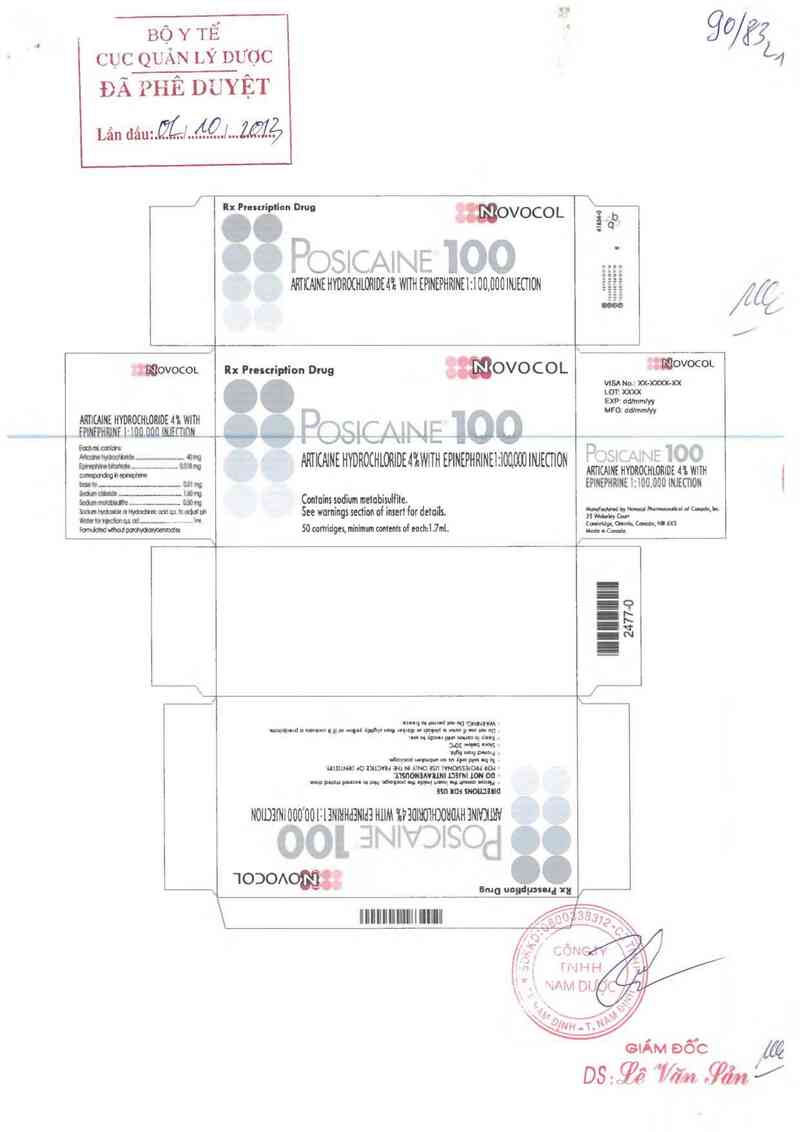thông tin, cách dùng, giá thuốc Posicaine 100 - ảnh 0
