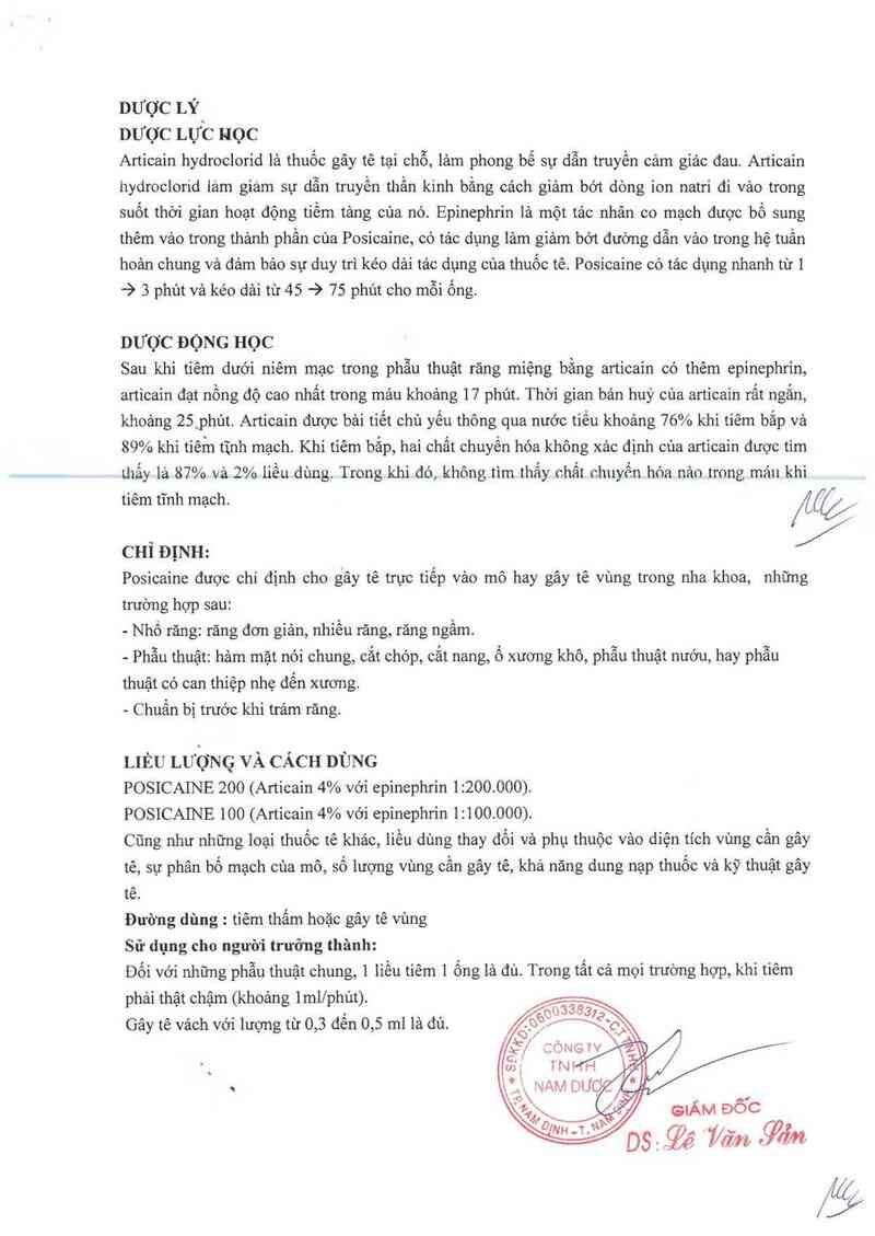 thông tin, cách dùng, giá thuốc Posicaine 100 - ảnh 4