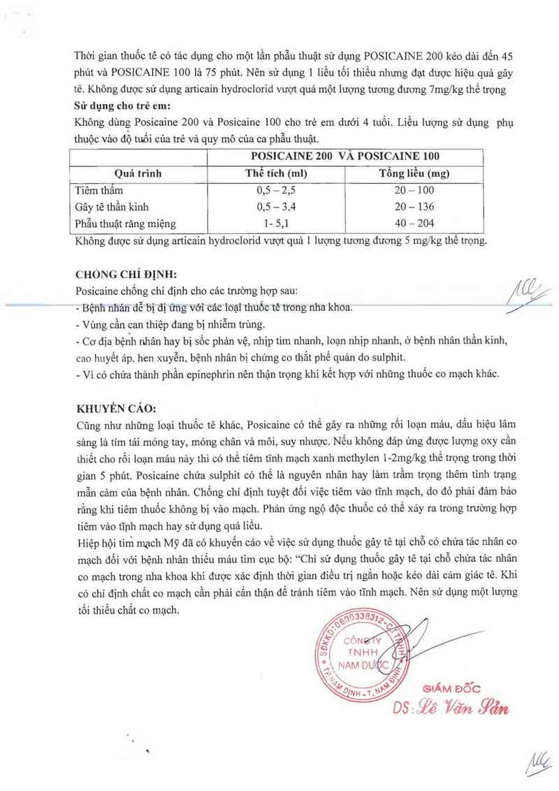 thông tin, cách dùng, giá thuốc Posicaine 100 - ảnh 5