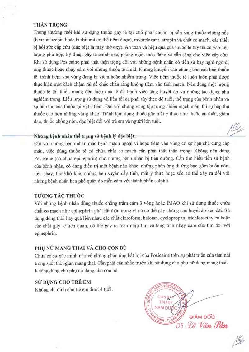 thông tin, cách dùng, giá thuốc Posicaine 100 - ảnh 6