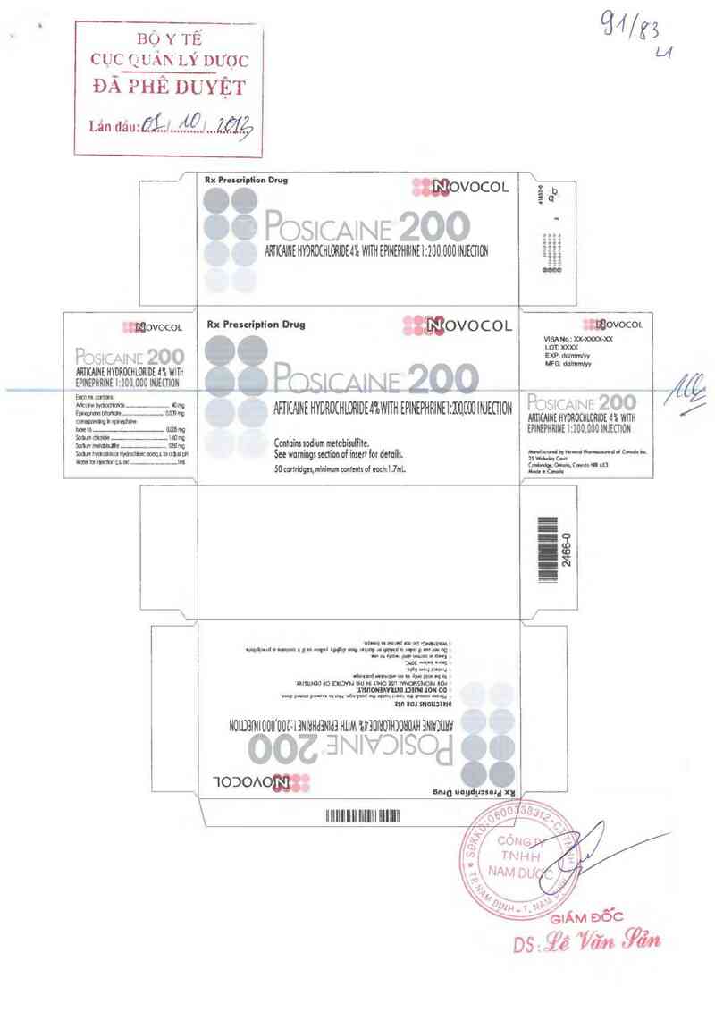thông tin, cách dùng, giá thuốc Posicaine 200 - ảnh 0