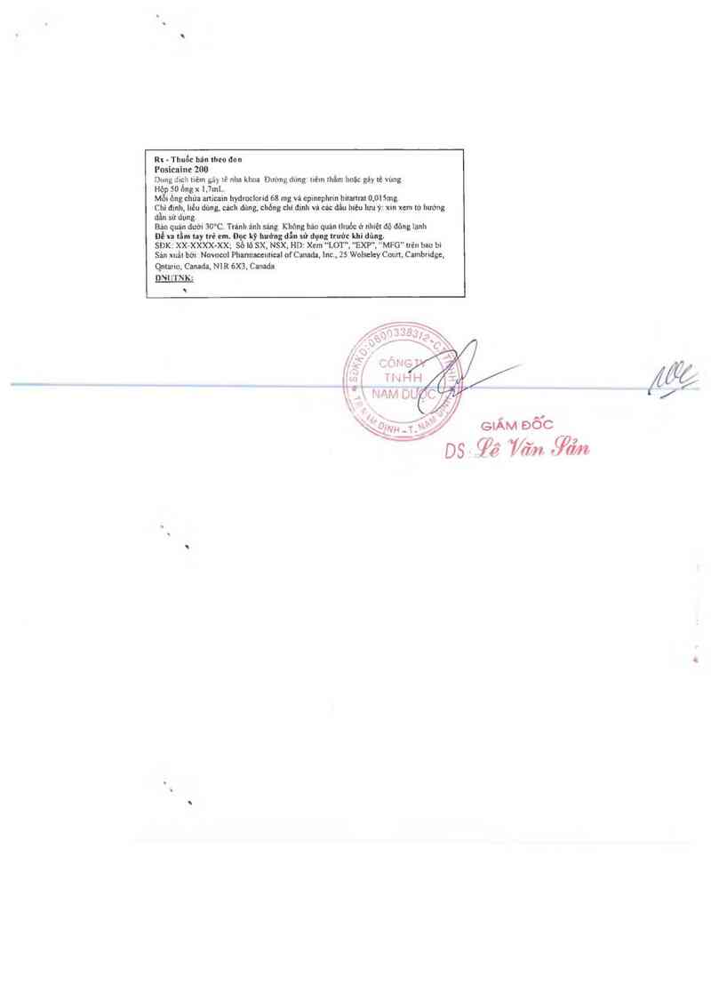 thông tin, cách dùng, giá thuốc Posicaine 200 - ảnh 2