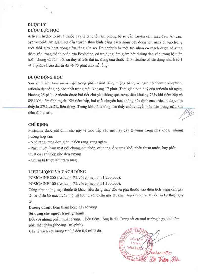 thông tin, cách dùng, giá thuốc Posicaine 200 - ảnh 4