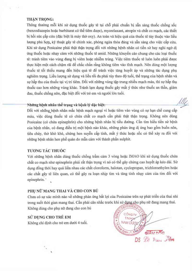 thông tin, cách dùng, giá thuốc Posicaine 200 - ảnh 6