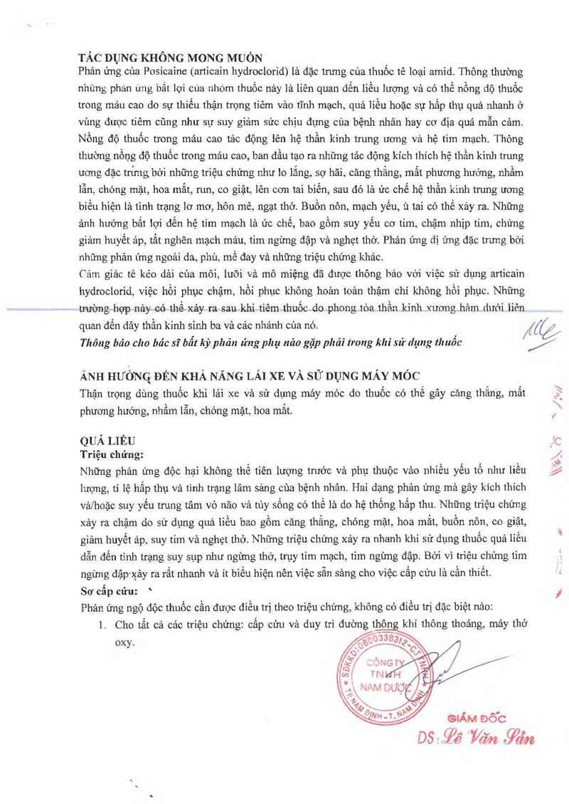 thông tin, cách dùng, giá thuốc Posicaine 200 - ảnh 7